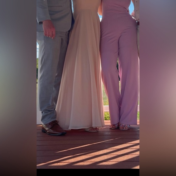 Romantic Ways Blush Pink Lace Button Back Maxi Dress - Picture 4 of 5